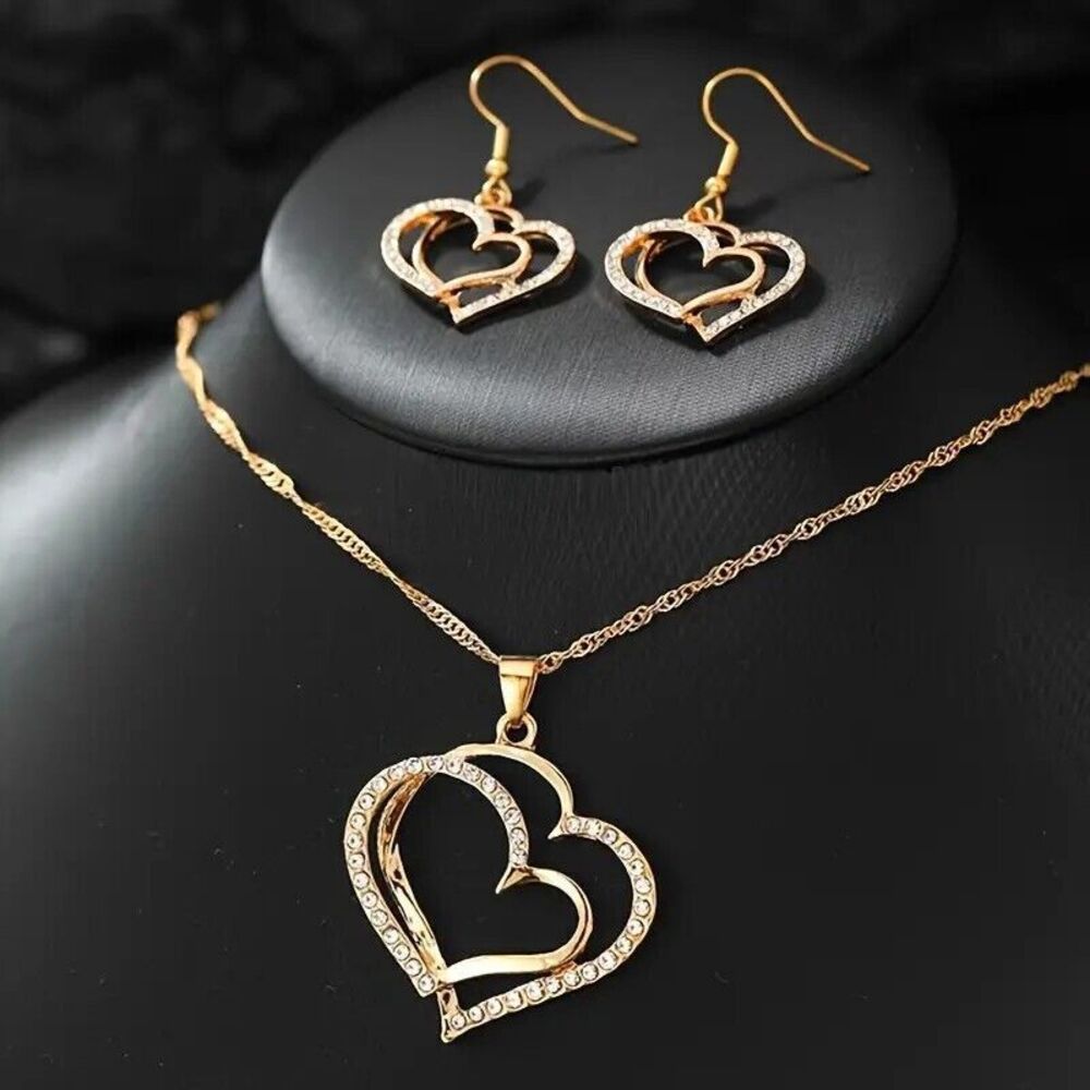 Beautiful Heart Earring and Pendant Set
